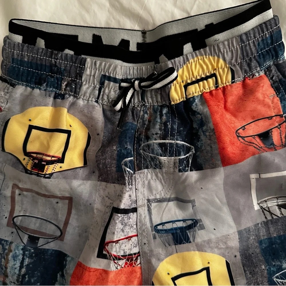 Molo Boy’s Grey Basketball Swim Trunks Shorts Size 3/4 Years